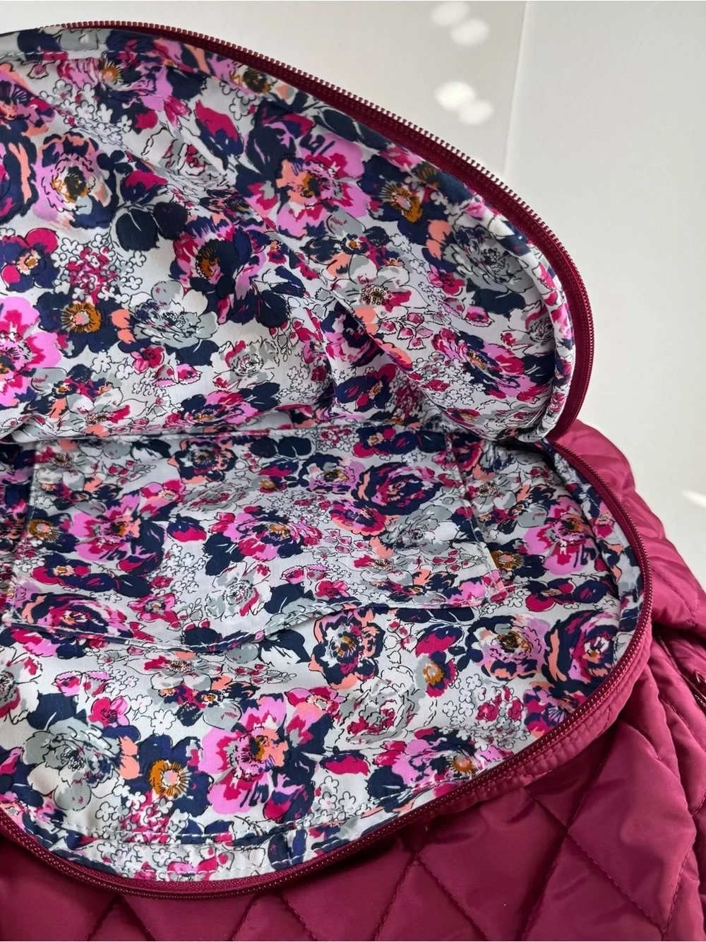 Vera Bradley Ultralight Backpack Cabernet With Floral Lining 15